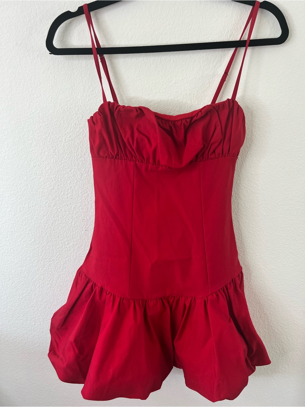 Blue Blush Red Strappy Bubble Hem Mini Dress